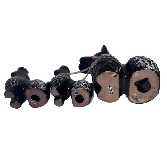 Vintage Redware Black Poodle Dog Chain Family Figurines Set of 3 Japan - Picture 4 of 4